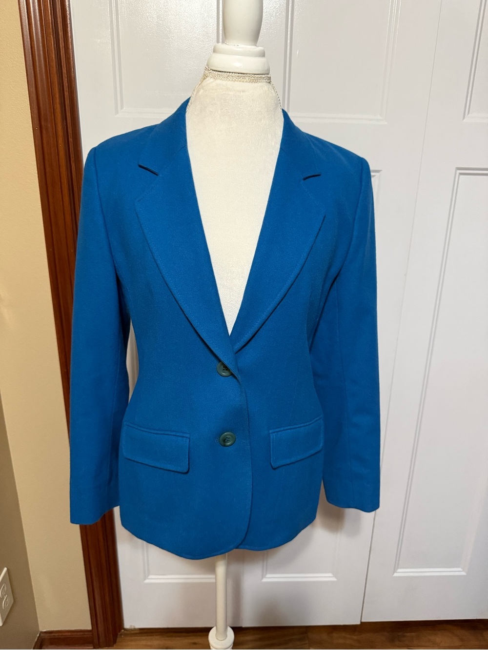 Vintage Pendleton Teal Blue Virgin Wool Blazer Jacket Size 8 - Picture 11 of 13